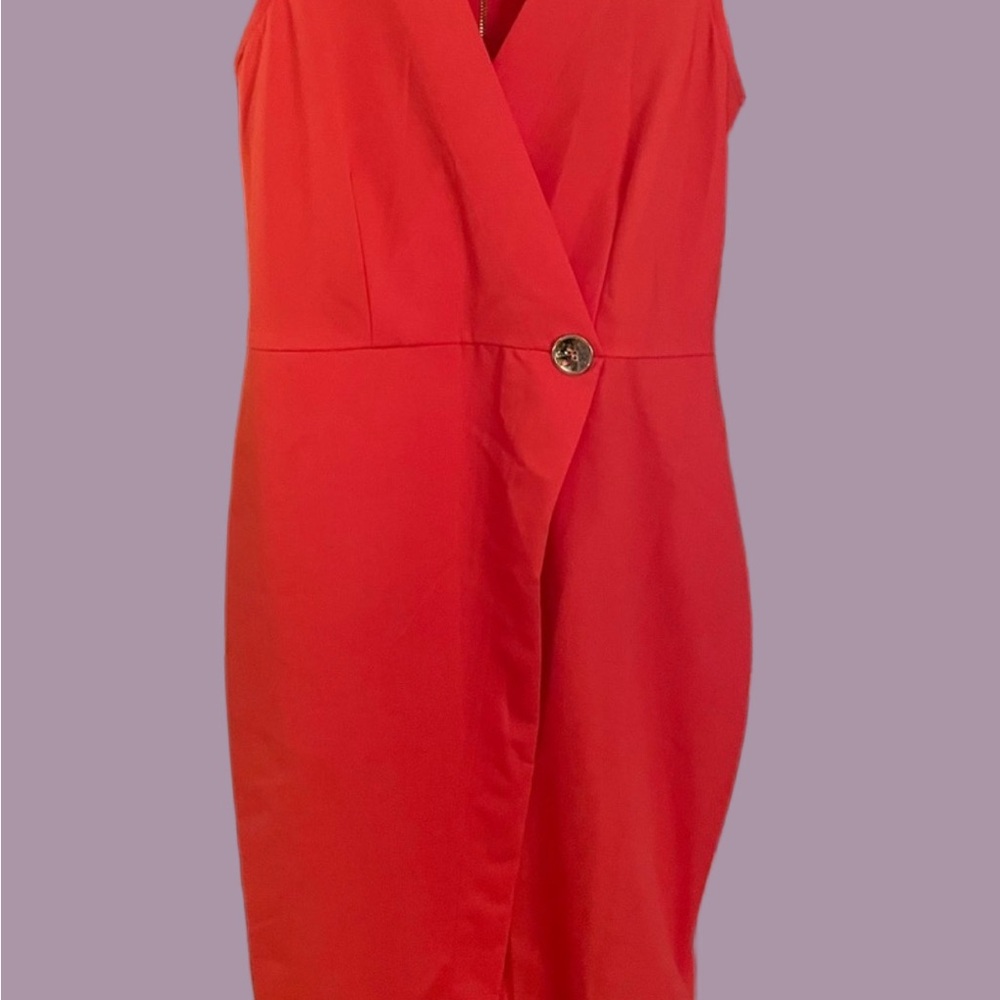 Closet London  Bright Orange Midi Dress 4